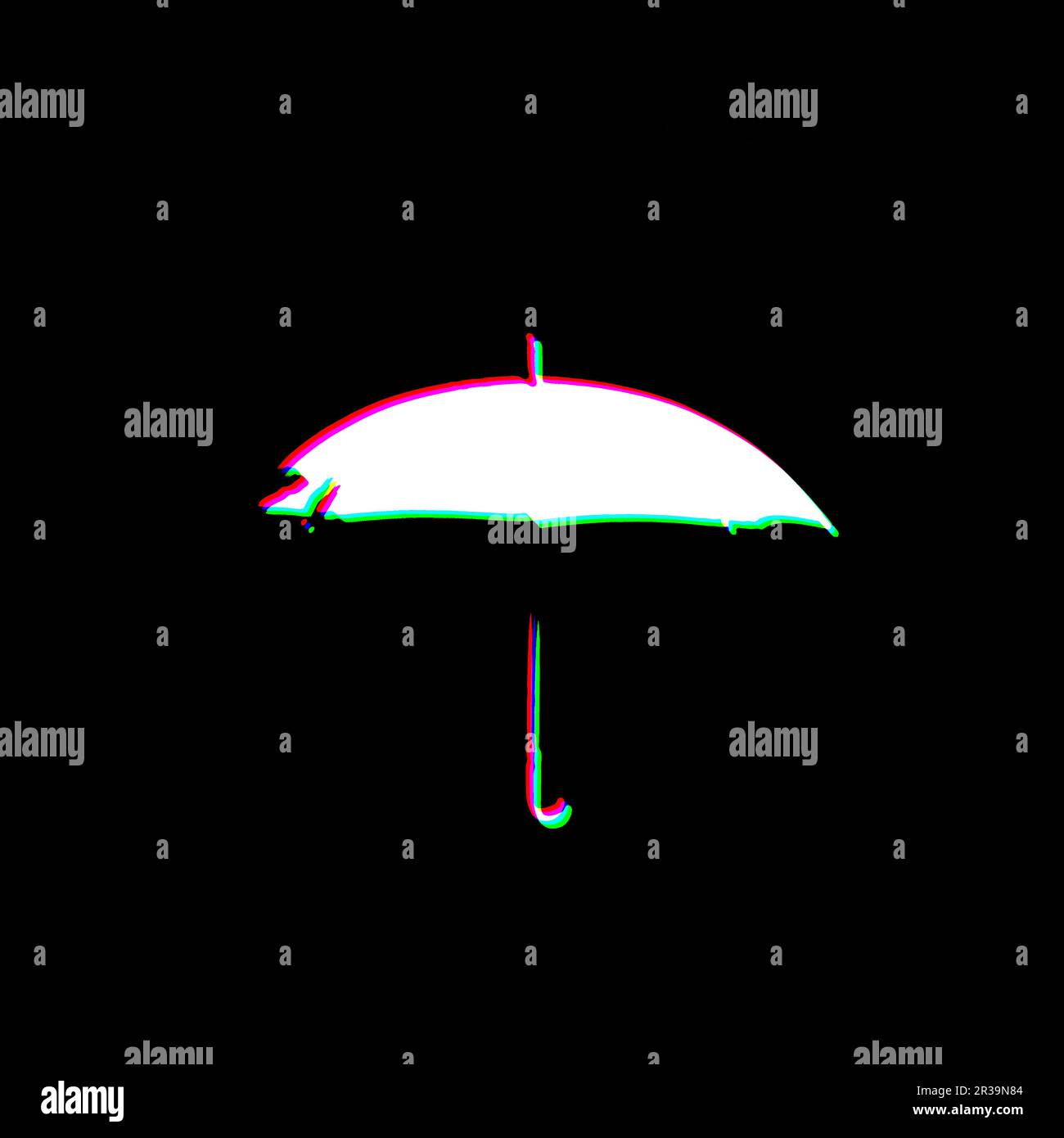 Weißer schwarzer Regenschirm Regenschutz Goth Sommer Sonnenschirm Punk-Druck Kultursymbolform Grafik Rot Grün Illustration Stockfoto