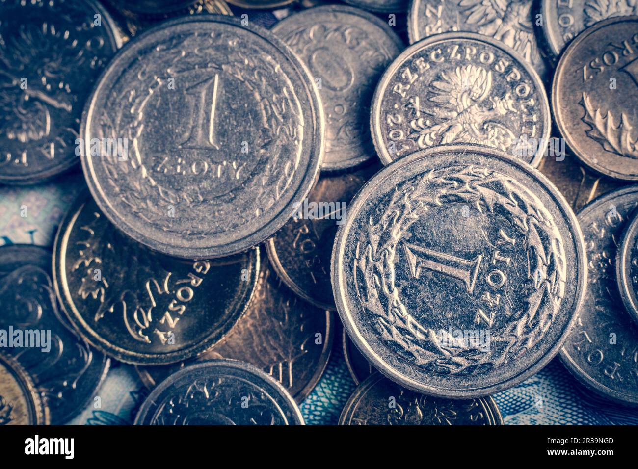 Zwei 1 Zloty Münzen Stockfoto