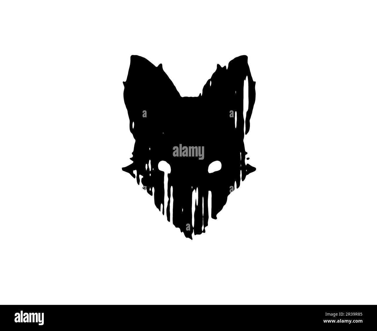 Weiße schwarze Hundewolf Fuchs Schatten Punk-Muster Symbolform Grafik Stockfoto