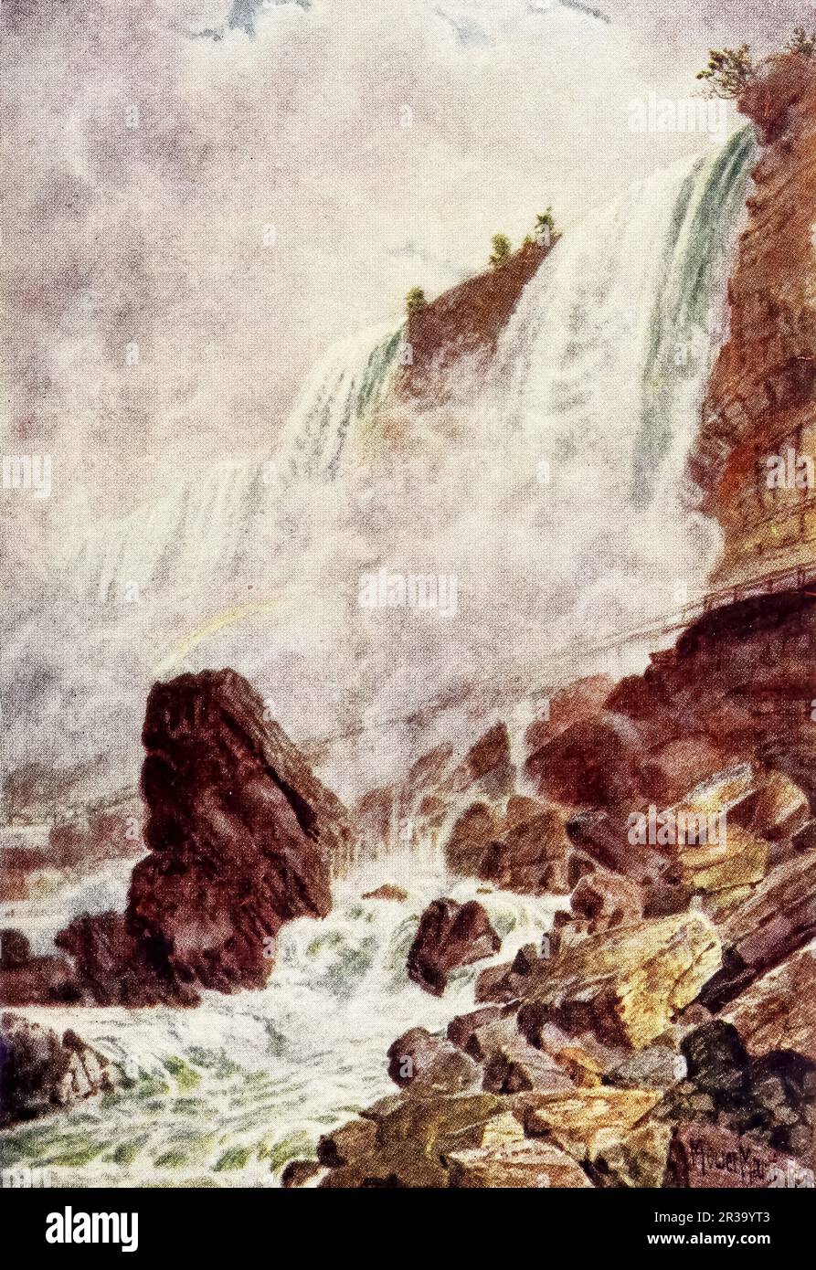 Wasserfarbe der Niagarafälle von Thomas Mower Martin aus dem Buch „ Canada “ von Wilfred Campbell, veröffentlicht 1907 von Adam und Charles Black in London Stockfoto