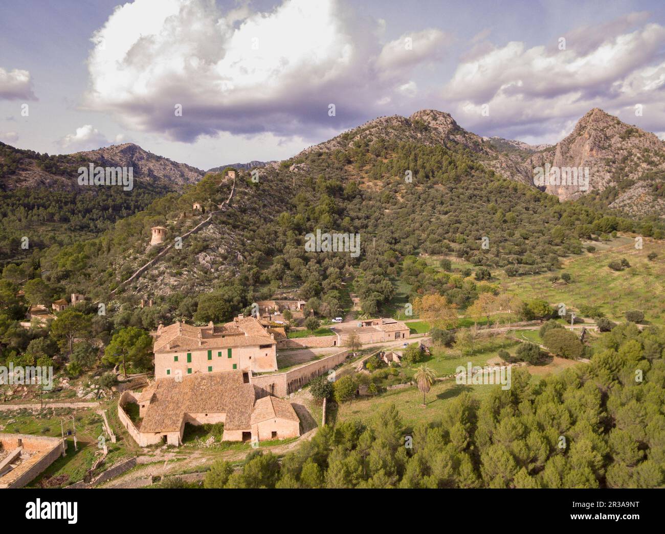 Biniazar, Besitz des arabischen Ursprungs, Gemeinde Bunyola, Mallorca, Balearen, Spanien. Stockfoto