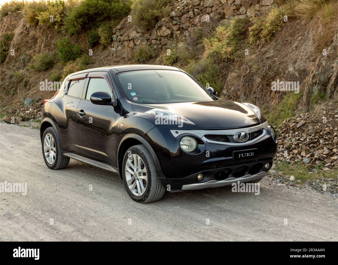 Nissan impul schwarzer, subkompakter Crossover-SUV, japanisches Auto Stockfoto