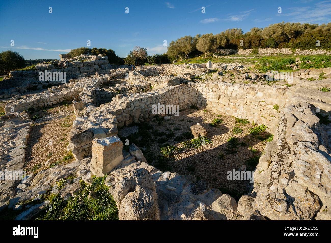 Yacimiento talayotico de Sohn Fornes, Montuiri, época talayótica (1300-123 ein. C.) Comarca de Es Pla, Mallorca, Balearen, Spanien. Stockfoto