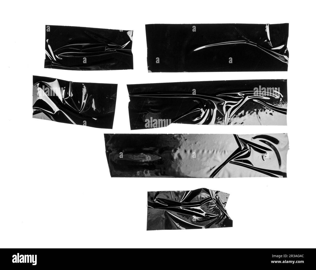 Set von schwarzen Bändern auf weißem Hintergrund Stockfoto