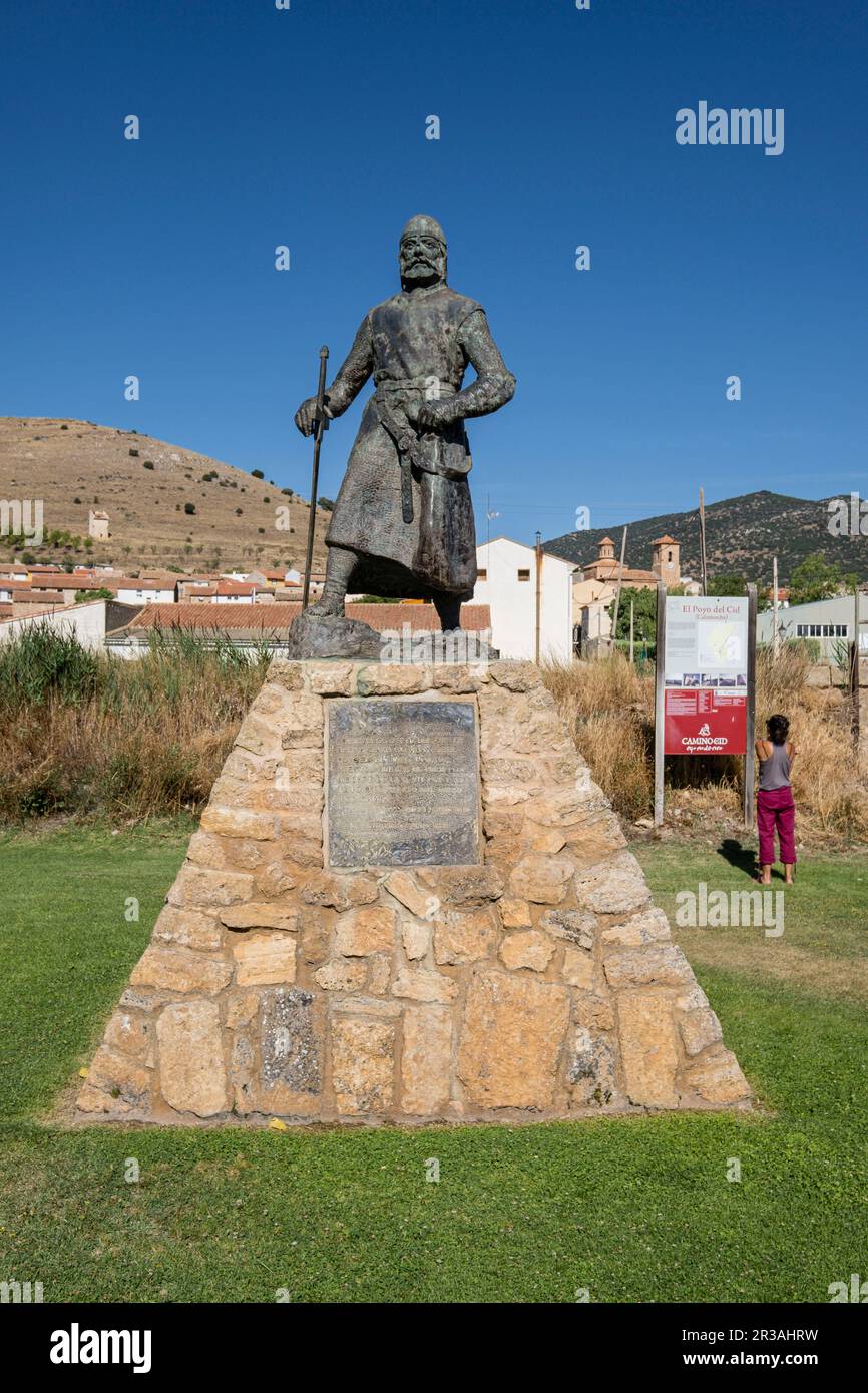 Rodrigo Díaz de Vivar, El Cid Campeador, Obra de Luis Moreno Cutando, inaugurada en 1999 con Motivo del noveno Centenario de La muerte del Cid, el Municipio de Poyo del Cid Calamocha, Provincia de Huesca, Aragón, Spanien, Europa. Stockfoto