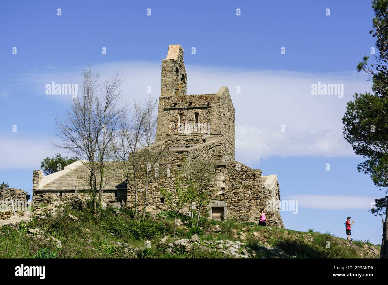 iglesia de Santa Elena, Pueblo de Santa Creu, Parque Natural del cabo de Creus, Girona, Catalunya, Spanien. Stockfoto