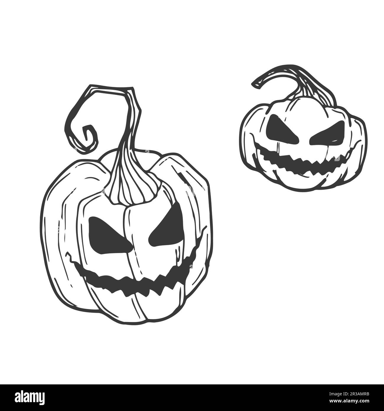 Handgezeichnetes Doodle Happy Halloween-Symbol - Kürbis. Vektordarstellung. Feiertagssymbol. Zeichentrickskizzenelement: Gruselig, Herbst, Gesicht, gruselig, ev Stock Vektor