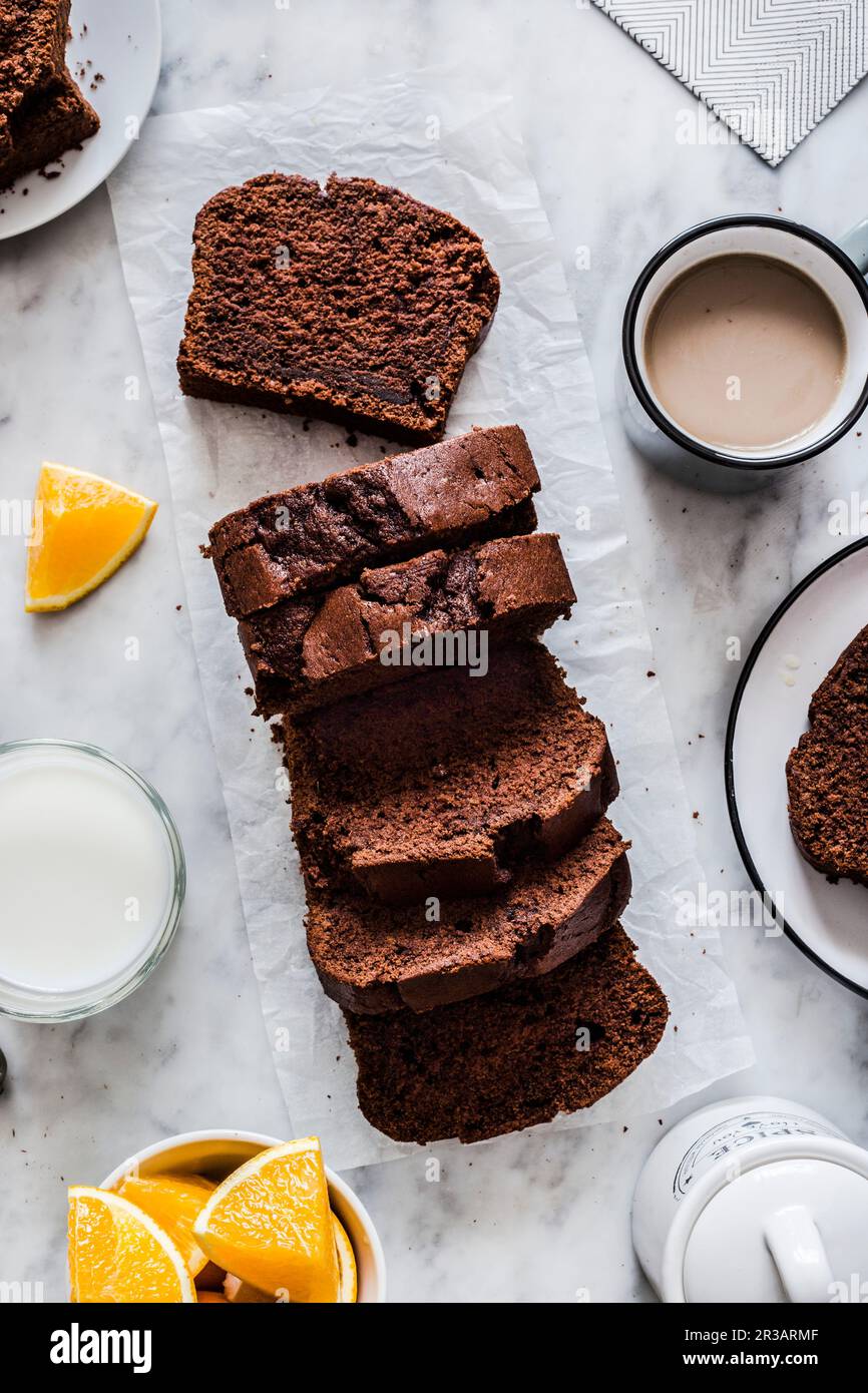 Schokolade und Kaffee-Plumcake Stockfoto