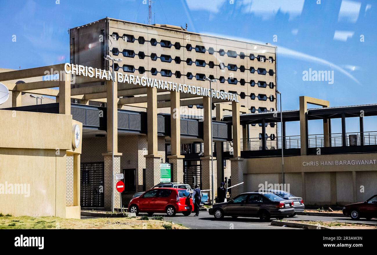 Haupteingang zum Chris Hani Baragwanath Hospital Stockfoto