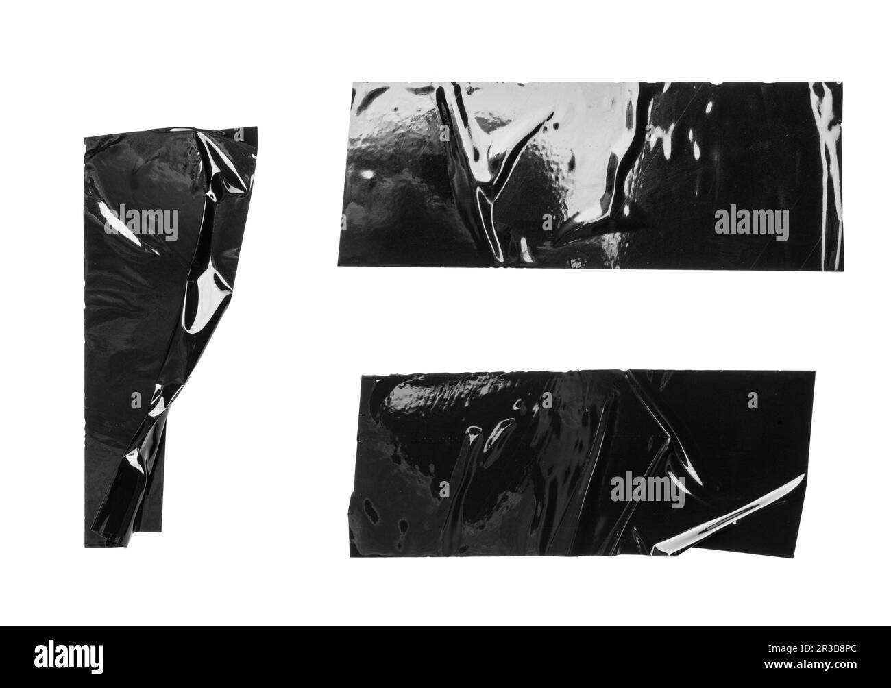 Set von schwarzen Bändern auf weißem Hintergrund Stockfoto