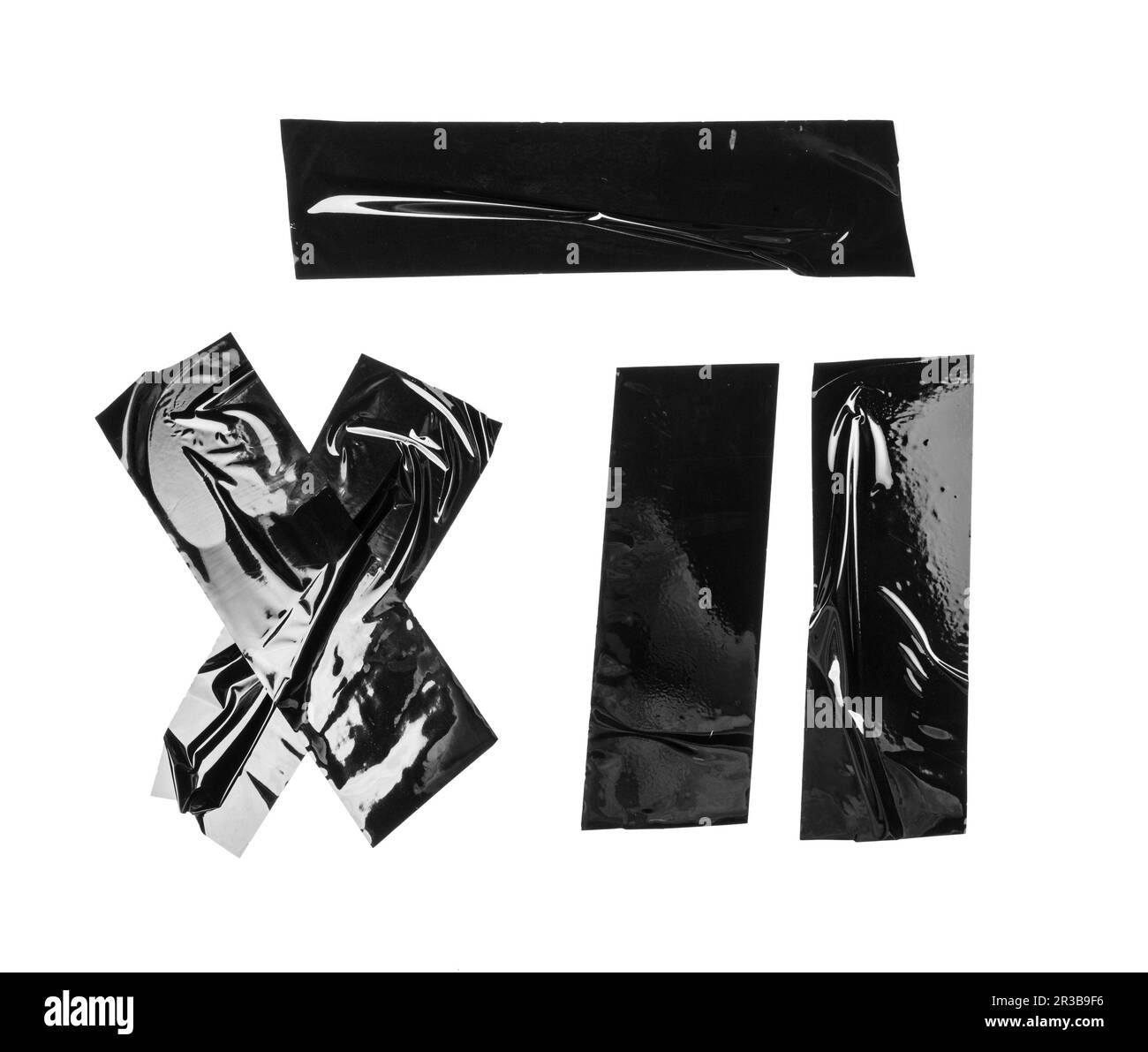 Set von schwarzen Bändern auf weißem Hintergrund Stockfoto