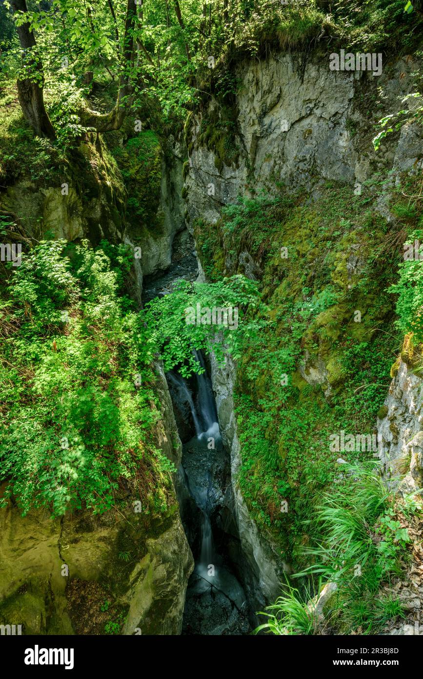 Österreich, Tirol, Wasserfall in einem steilen, engen Canyon Stockfoto