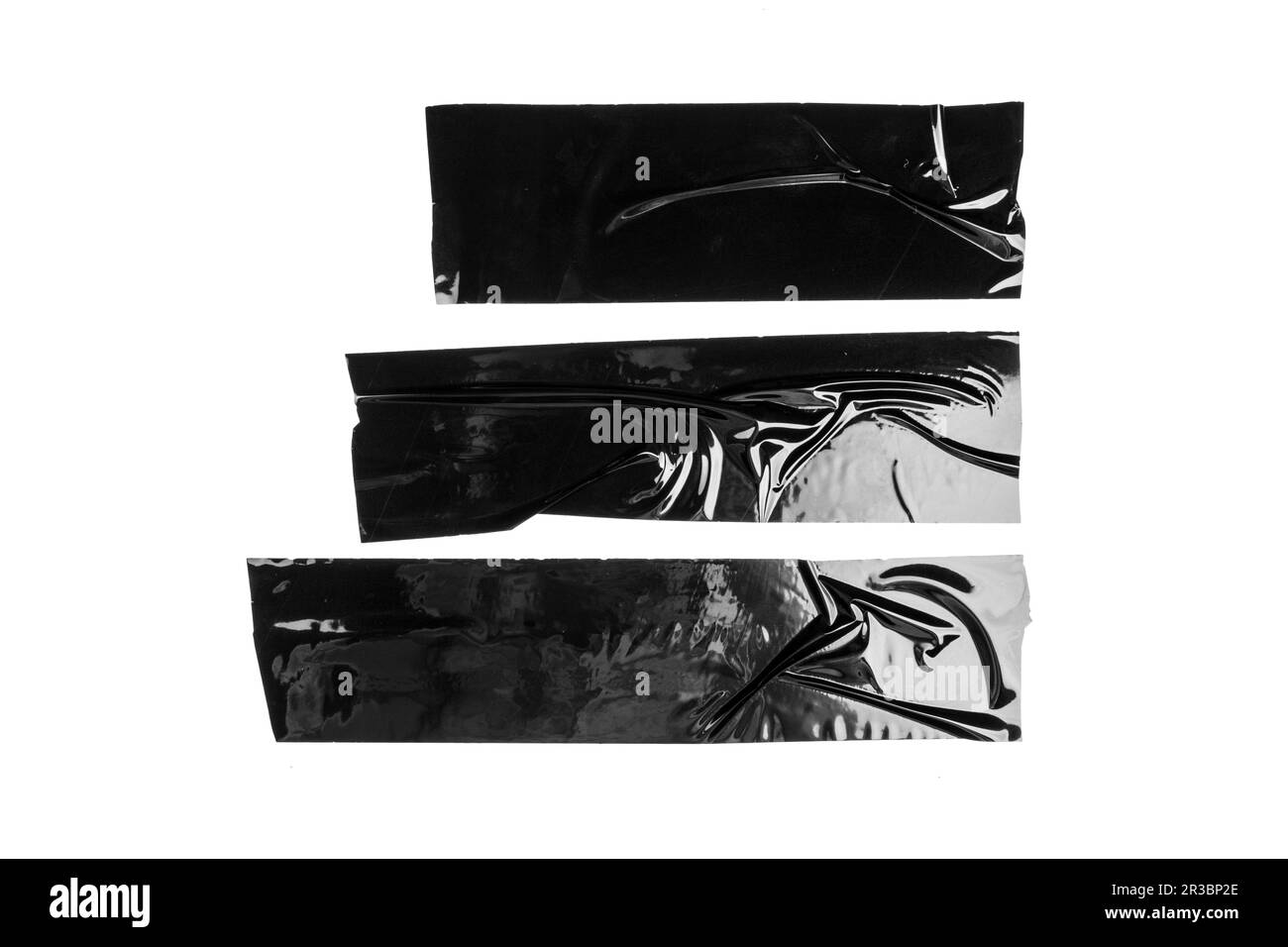 Set von schwarzen Bändern auf weißem Hintergrund Stockfoto