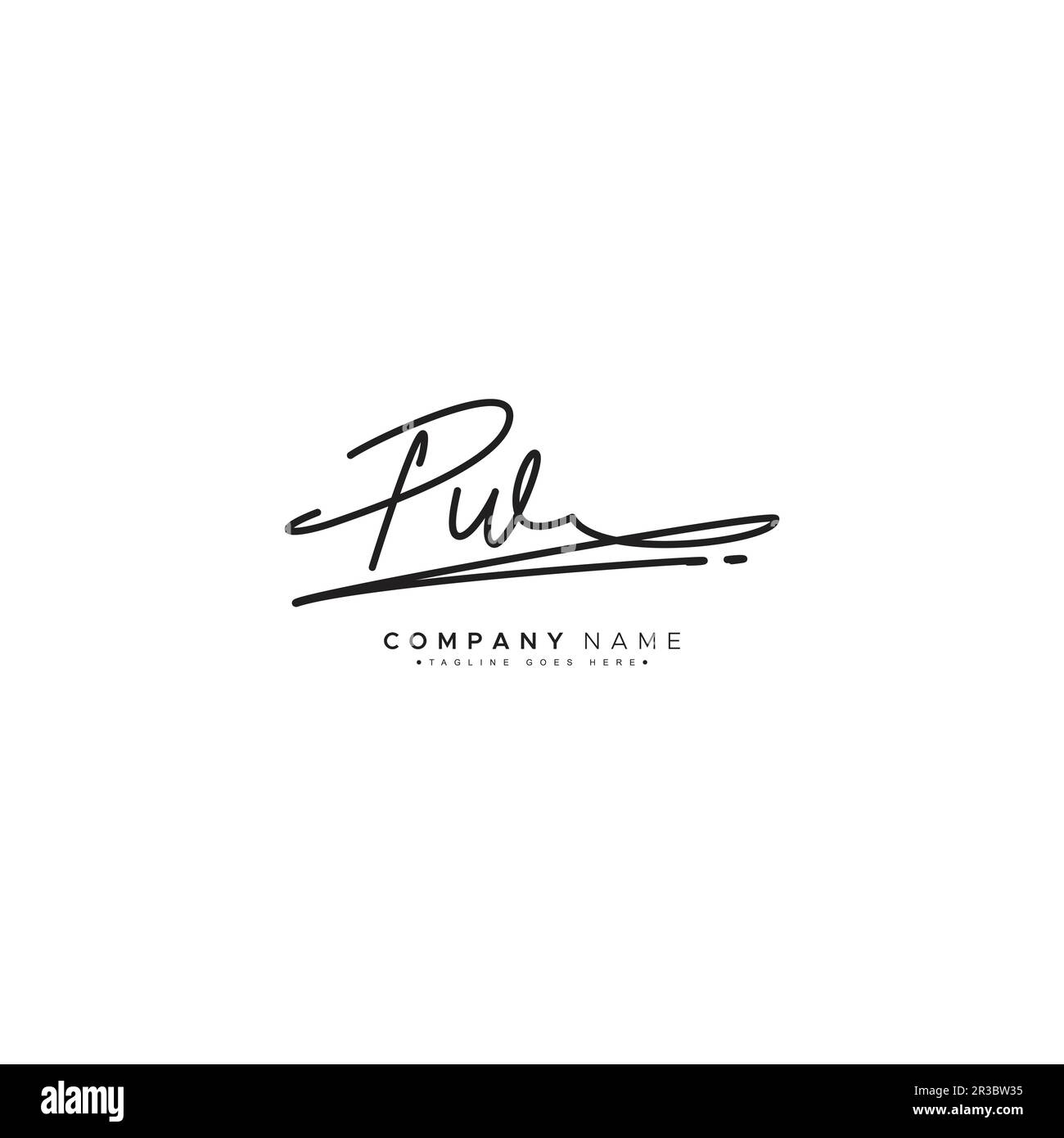 PW Simple Signature Logo – handgeschriebene Vektorvorlage für das P- und W-Logo Stock Vektor