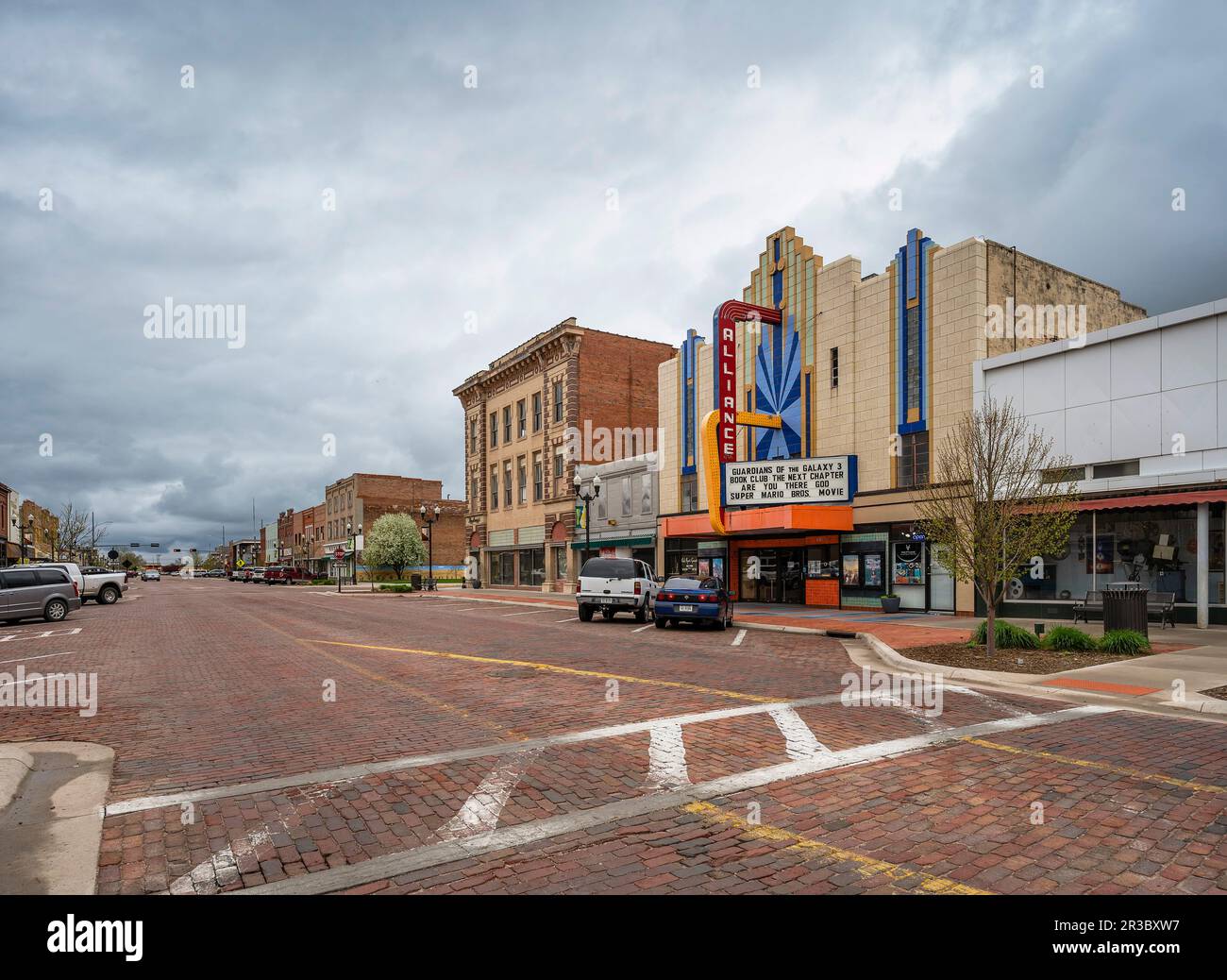 Alliance, Nebraska, USA – 11. Mai 2023: Das Historic Alliance Theater in der Box Butte Avenue Stockfoto
