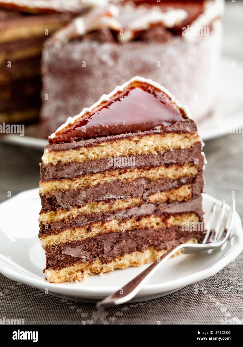 Ein Stück Dobo-Kuchen Stockfoto