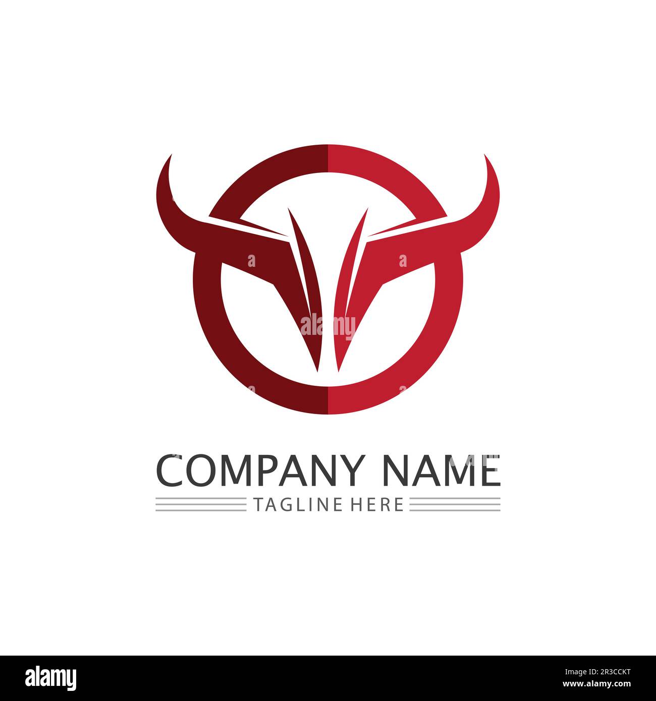 Bull-Logo und Hornabzeichen Logo-Symbolschild Stock Vektor