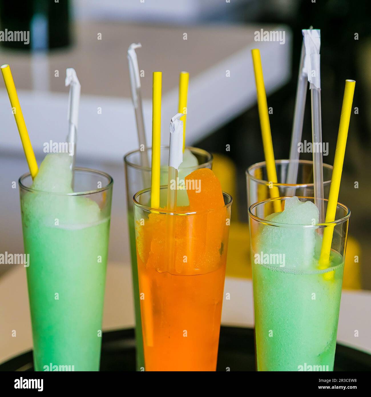 Begrüßungsgetränke bei einem Galadinner-Bankett für eine Unternehmensveranstaltung Stockfoto