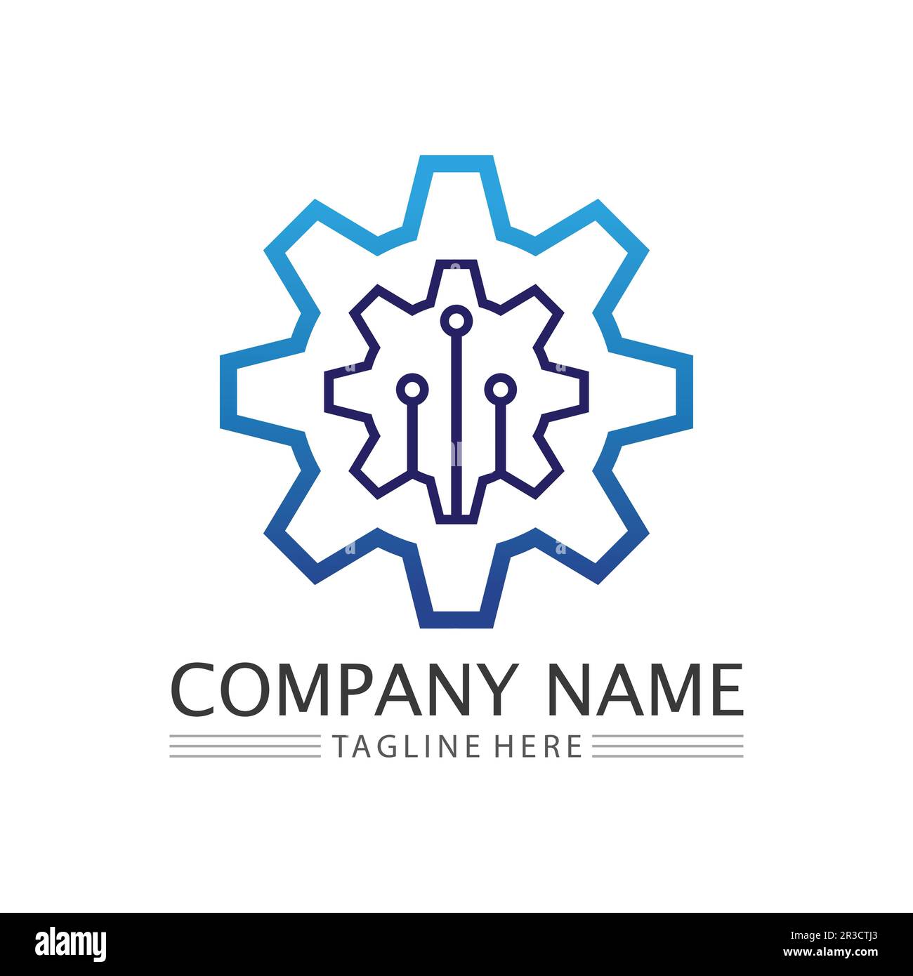 vector-Logo-Technologie Digitale Technologie Vektor-Business-Logo-Vorlage Konzeptdarstellung. Elektronisches Fabrikschild. Symbol Zahnradtechnologie SEO Stock Vektor