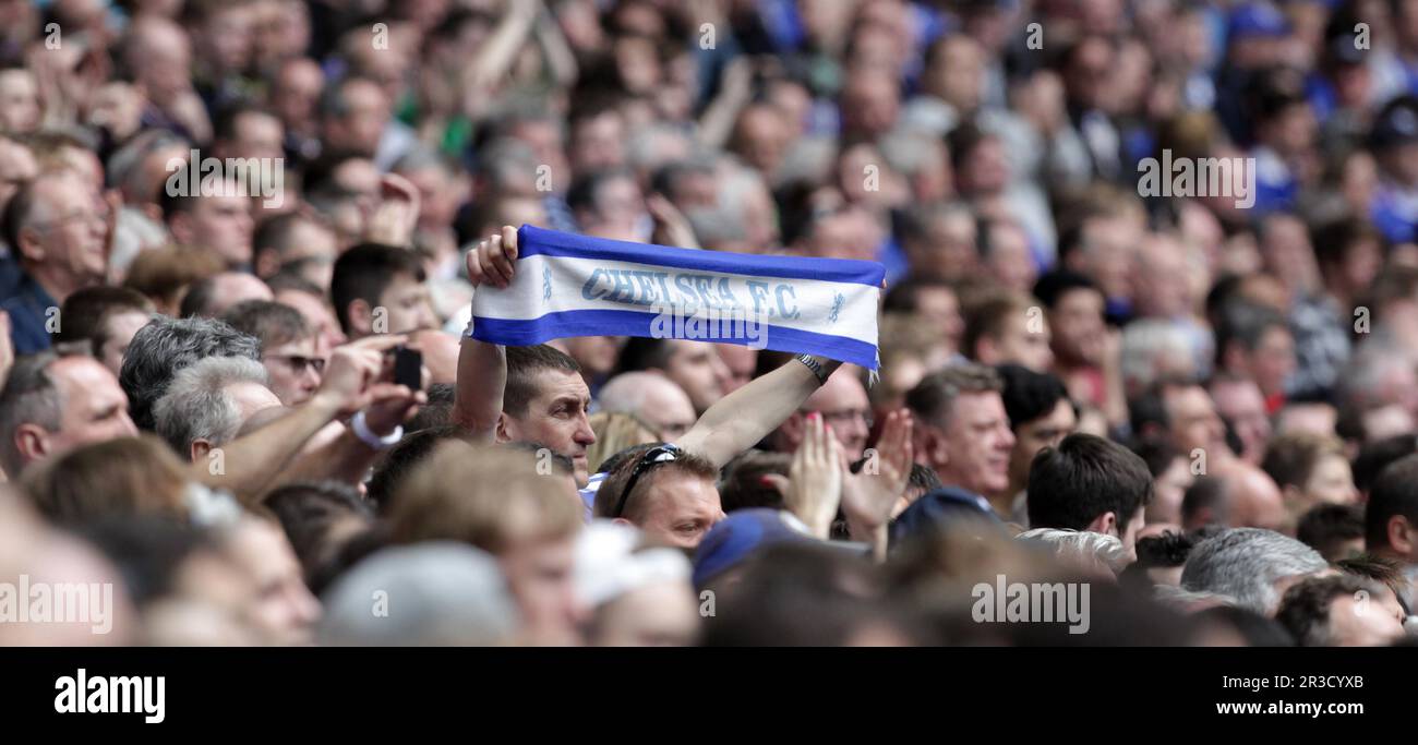 Der Chelea-Fan zeigt seine Unterstützung. Manchester City schlägt Chelsea 2:1Chelsea 14/04/13 Chelsea V Manchester City 14/04/13 FA Cup Halbfinale Foto: RIC Stockfoto