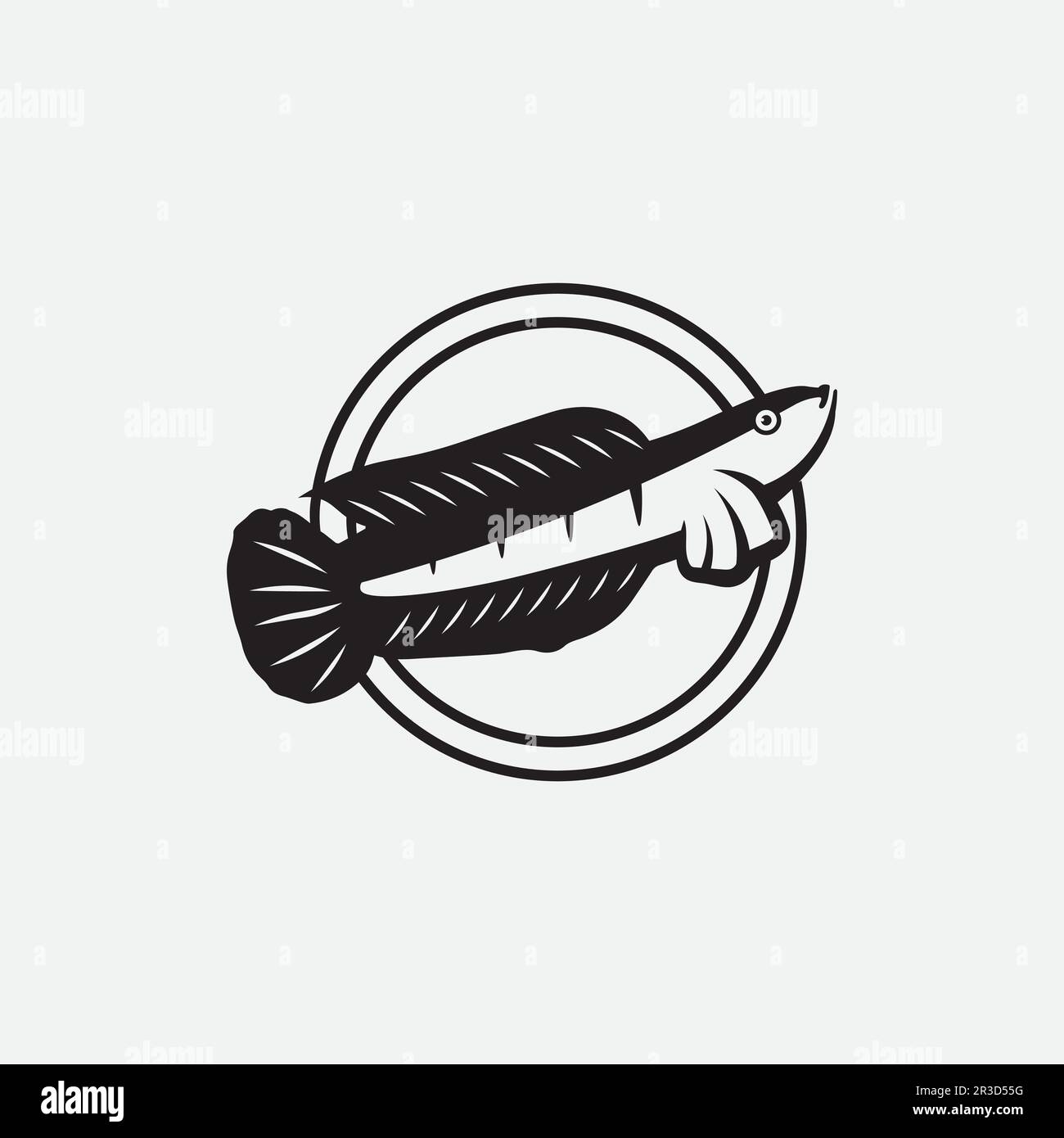 Channa Snakehead Fish, Predator Fish, Tierdesign, Logo und Illustration Stock Vektor