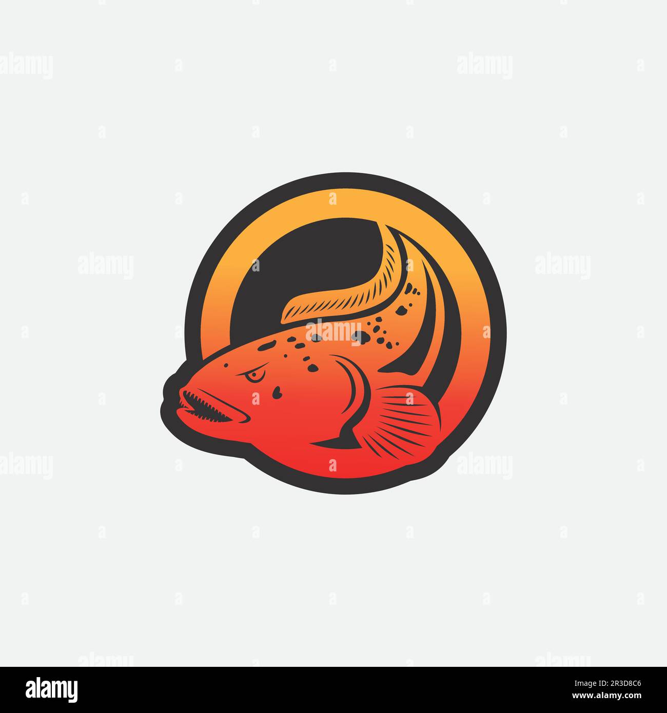 Channa Snakehead Fish, Predator Fish, Tierdesign, Logo und Illustration Stock Vektor