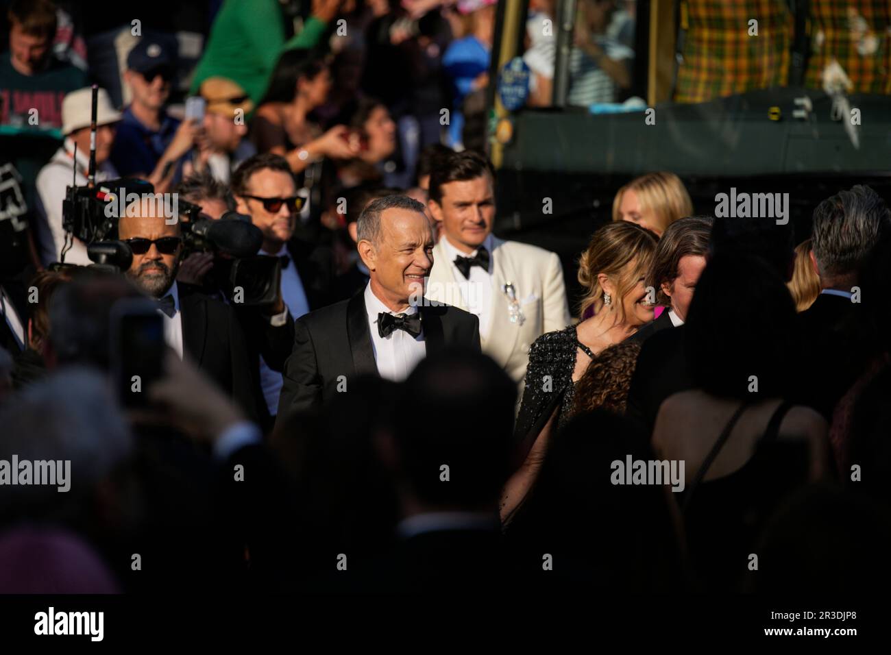 Tom Hanks arrives at the premiere of the film 'Asteroid City' at the 76th international film festival, Cannes, southern France, Tuesday, May 23, 2023. (AP Photo/Daniel Cole) Stockfoto
