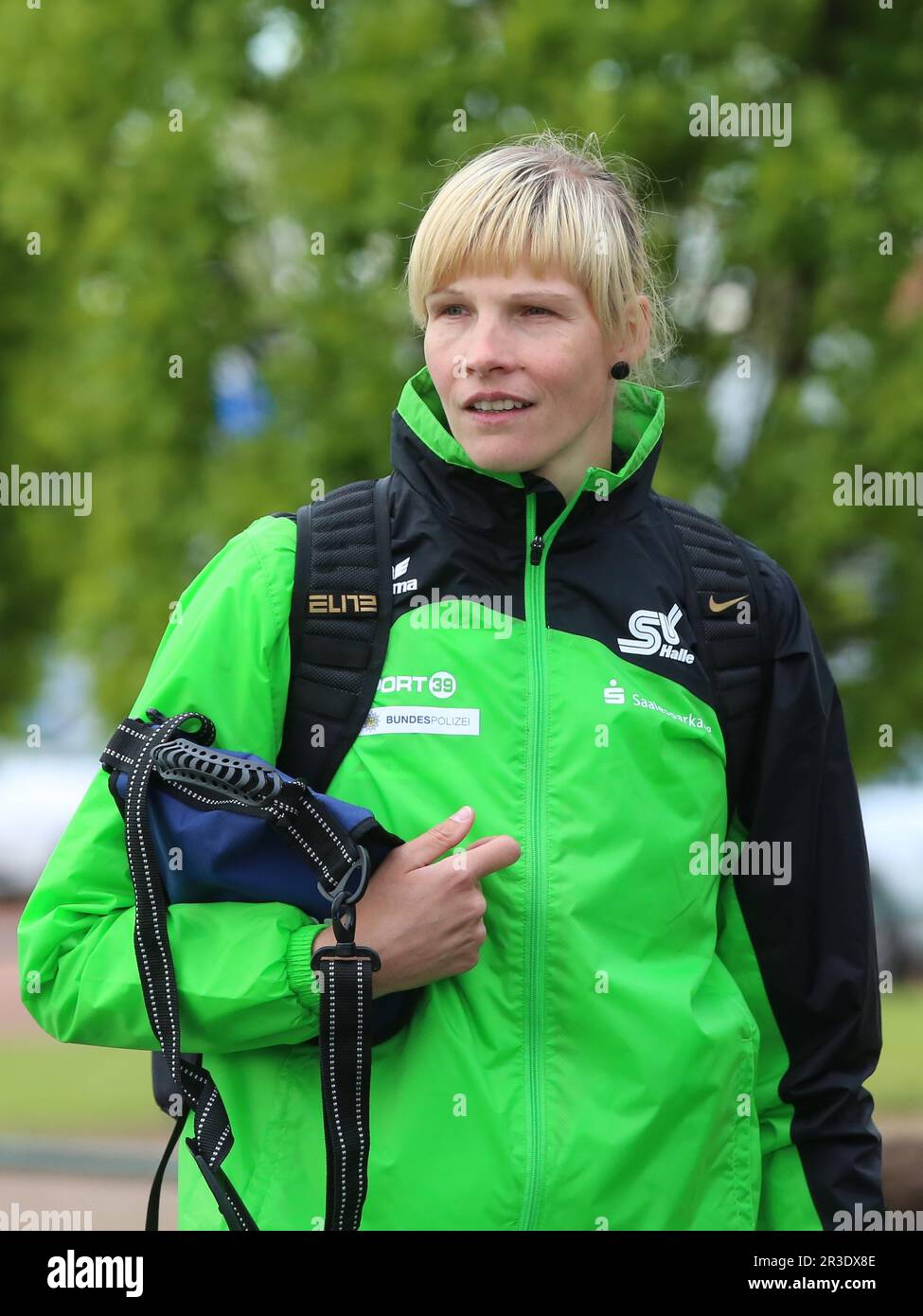 Deutscher Diskuswerfer Nadine MÃ¼ller SV Halle bei SchÃ¶Nebel Solecup 2021 Stockfoto