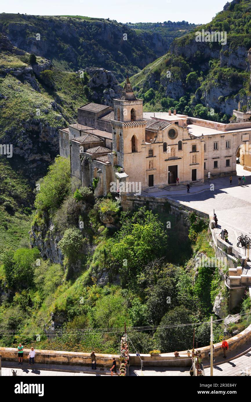 Dramatische Ausblicke über die Dächer der Sassi von Matera, Basilika, Italien Stockfoto