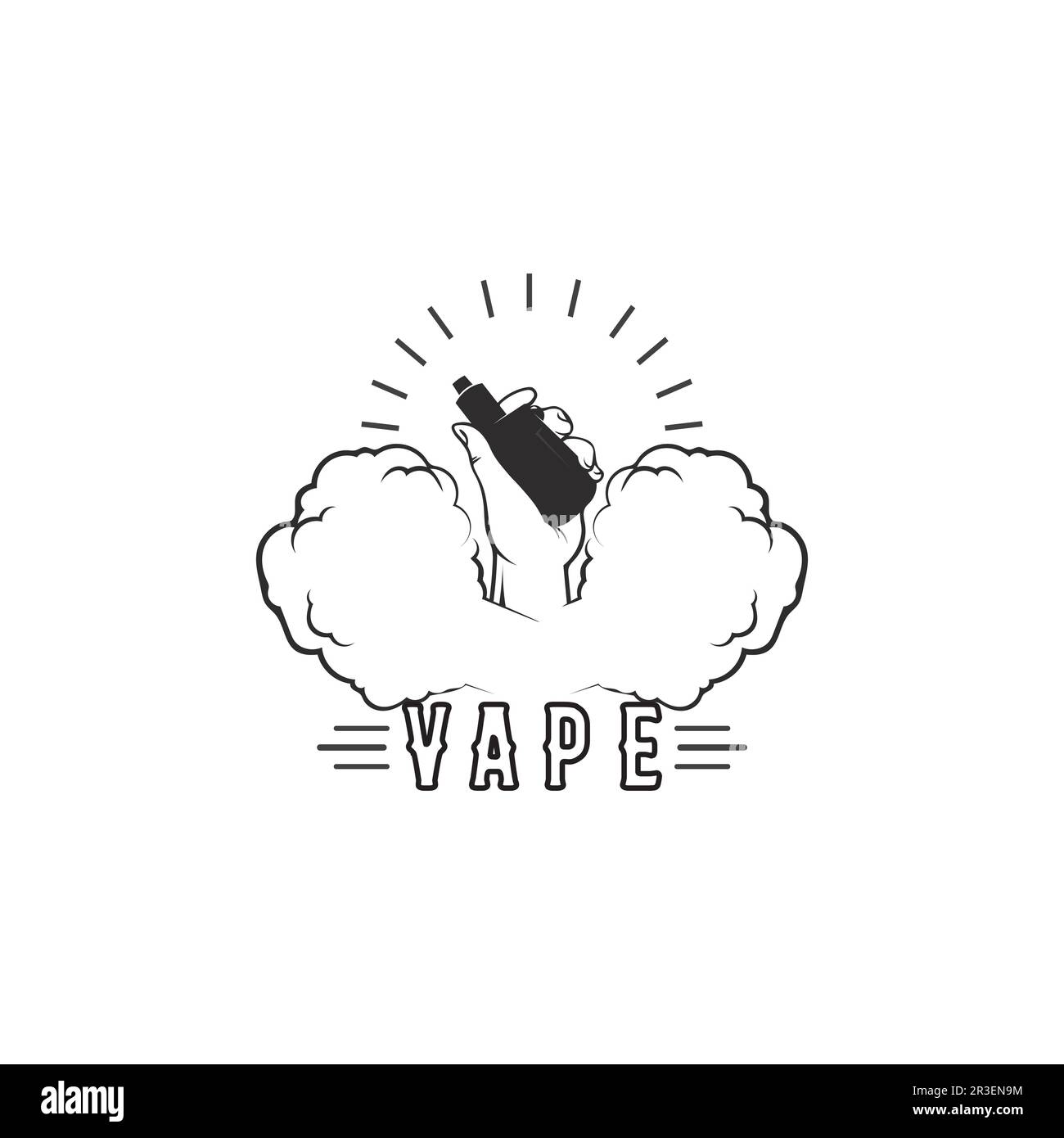 Vapor und Vapor Logo Symbol Smoke Vector und Set Design für Vapels Dampfgerät und Lifestyle modernes Rauchen Stock Vektor