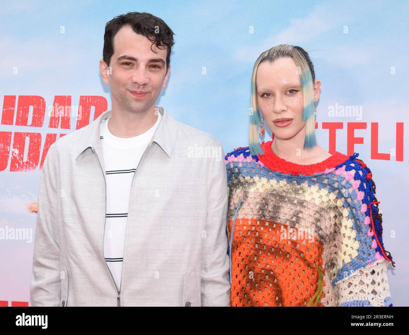 22. Mai 2023, Los Angeles, Kalifornien, USA: Jay Baruchel und Rebecca-Jo Dunham nehmen NUR an der Los Angeles Premiere von Netflix ''FUBAR' (Kreditbild: © Billy Bennight/ZUMA Press Wire) TEIL. Nicht für den kommerziellen GEBRAUCH! Stockfoto