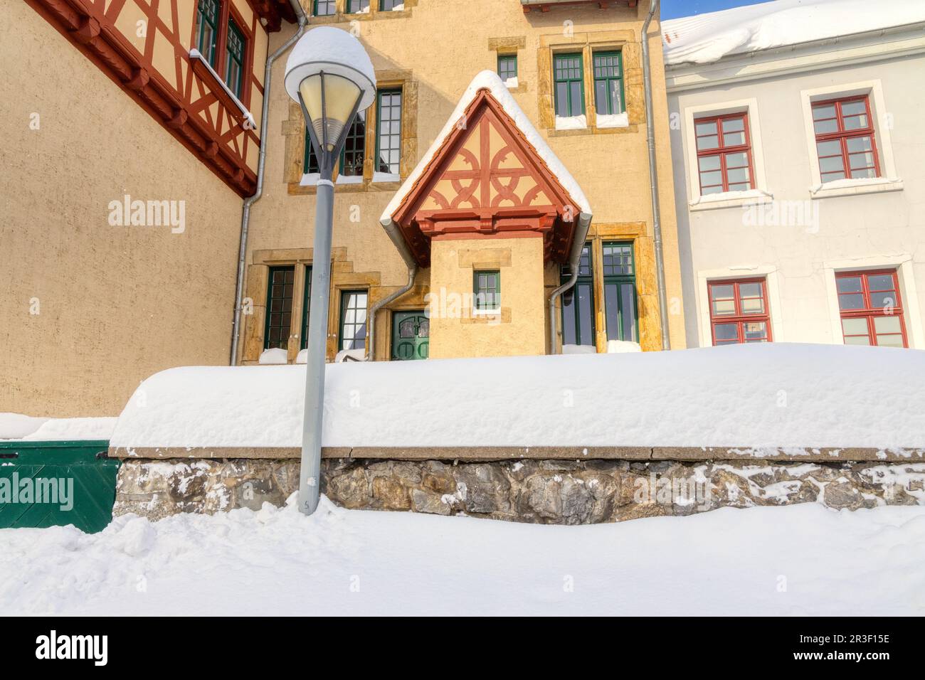 Bilder vom Winter-Harzgerode im Harz-Selke-Tal Stockfoto