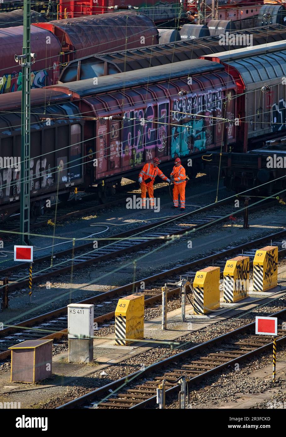 Zugbildungseinrichtung, Rangierbahnhof, Güterzüge, Hagen, Ruhrgebiet, Deutschland, Europa Stockfoto