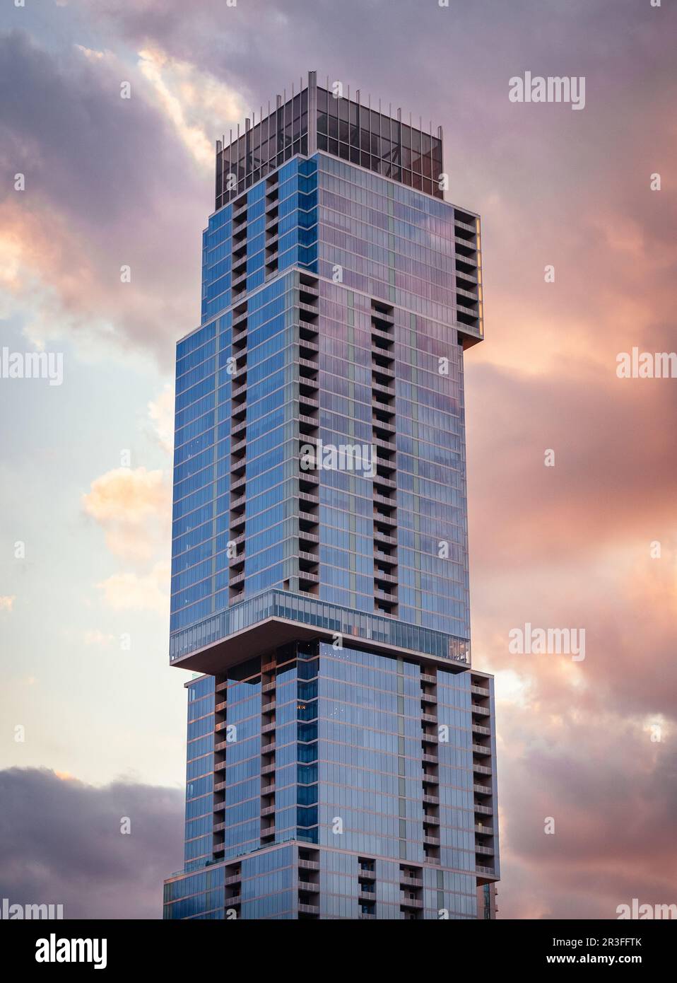 Austin Jenga Building Stockfoto