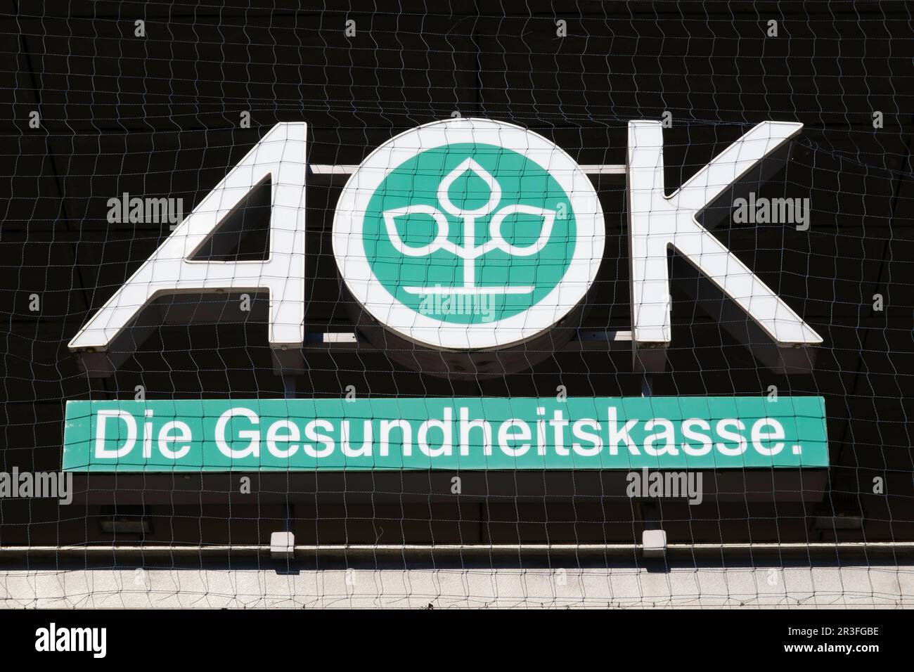 Zeichen und Logo von AOK Stockfoto