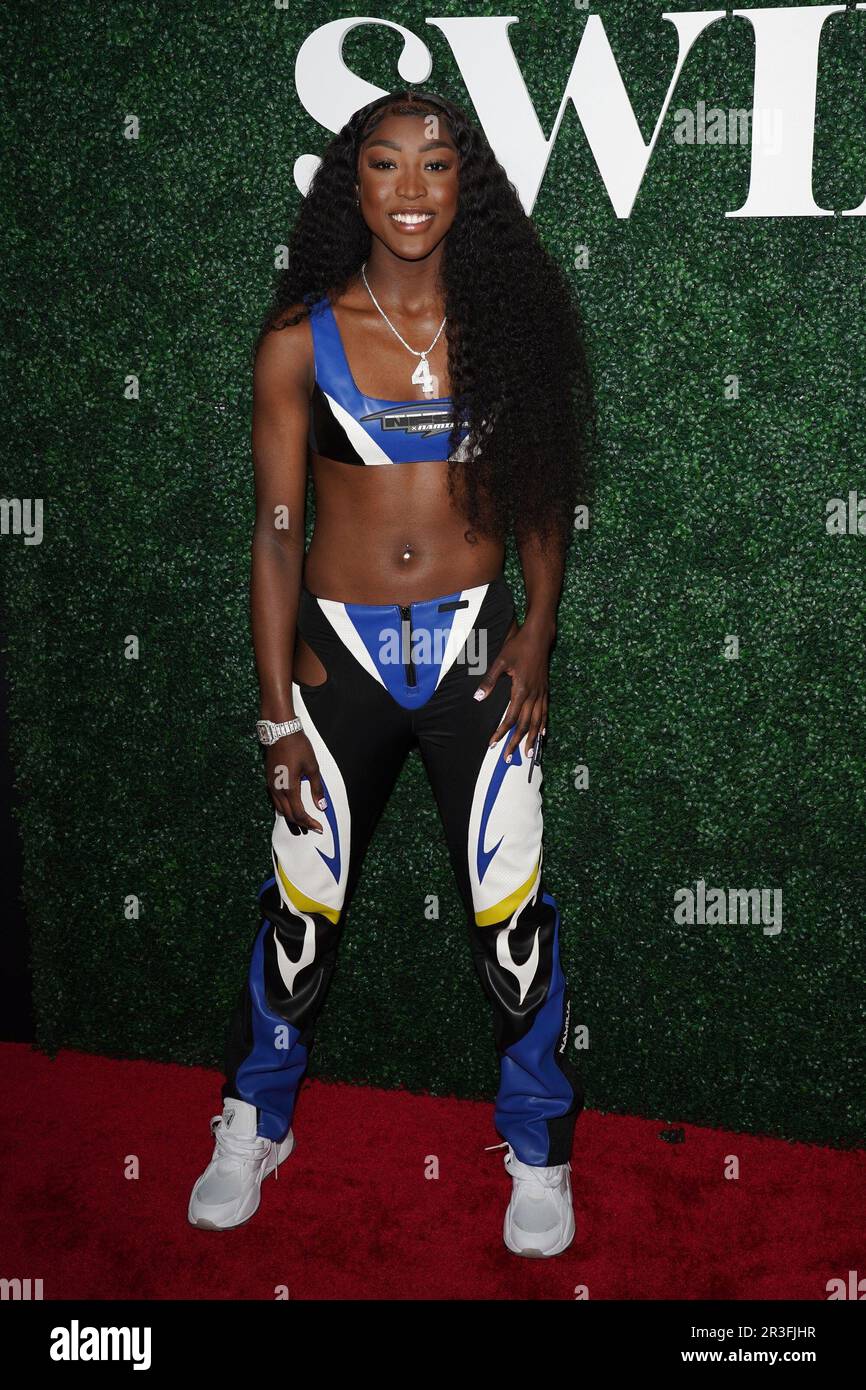 New York, New York, USA. 18. Mai 2023. Angel Reese bei der Ankunft für SPORTVERANSTALTUNGEN ILLUSTRIERTER BADEANZUG 2023 Launch Party, Hard Rock Hotel New York, New York, NY 18. Mai 2023. Kredit: Kristin Callahan/Everett Collection/Alamy Live News Stockfoto