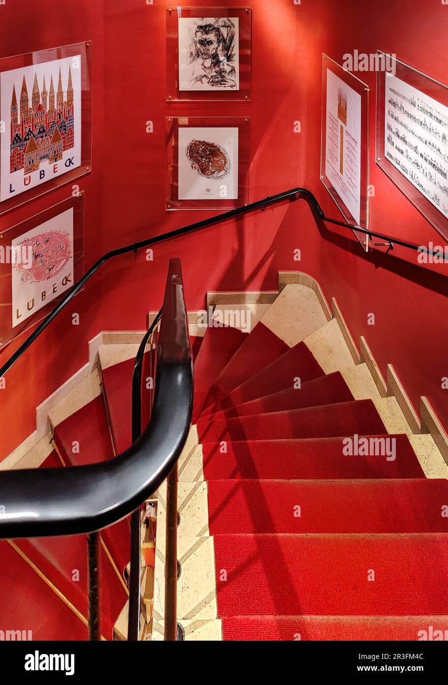 Treppe vom Café zum Niederegger Marzipan Museum, Lübeck, Deutschland, Europa Stockfoto