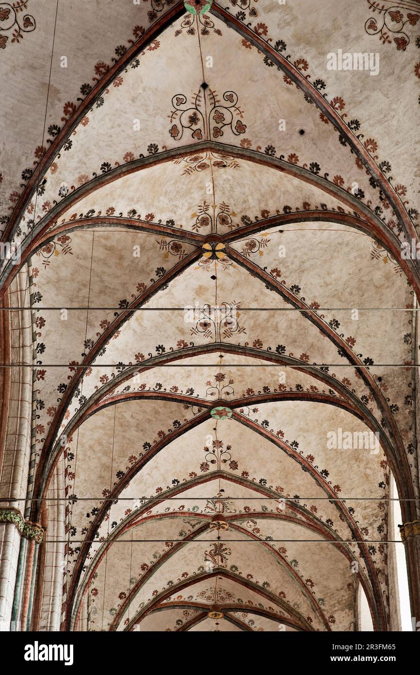 St. Marien, Gewölbe des Hauptschiffes, Ziegelgotik, UNESCO-Weltkulturerbe, Lübeck, Deutschland Stockfoto