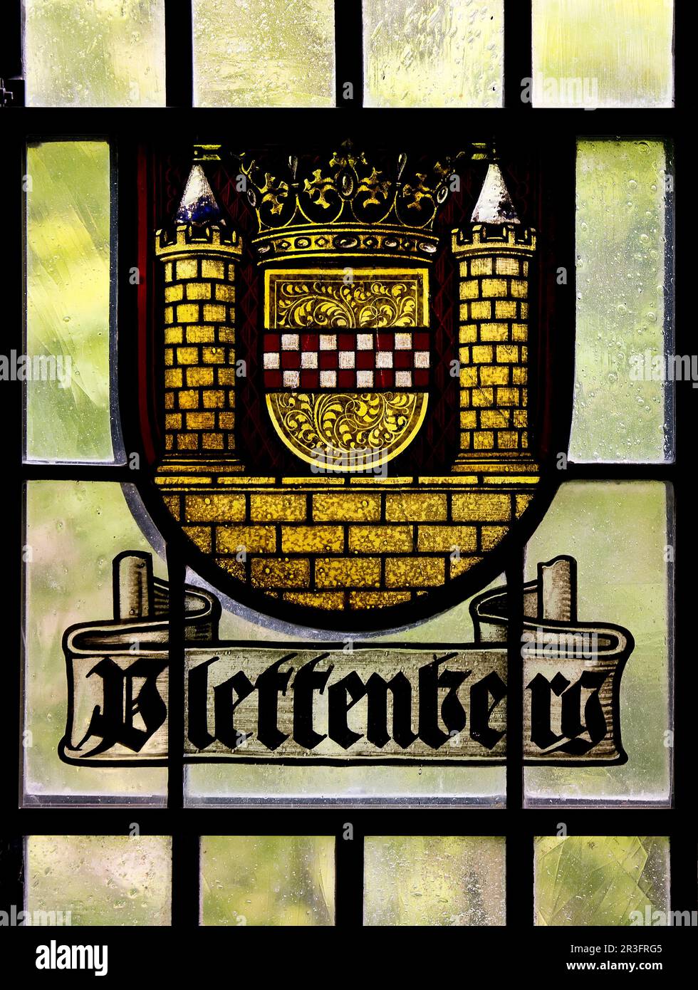 Historisches Wappen von Plettenberg, Burgmuseum, Schloss Altena, Altena, Deutschland, Europa Stockfoto