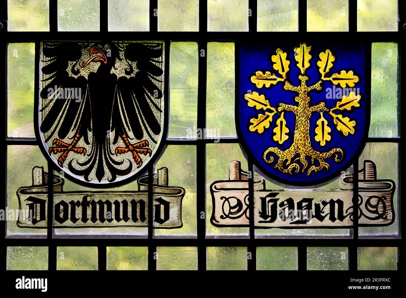 Wappen von Dortmund und Hagen, Schloss Altena, Altena, Sauerland, Deutschland, Europa Stockfoto