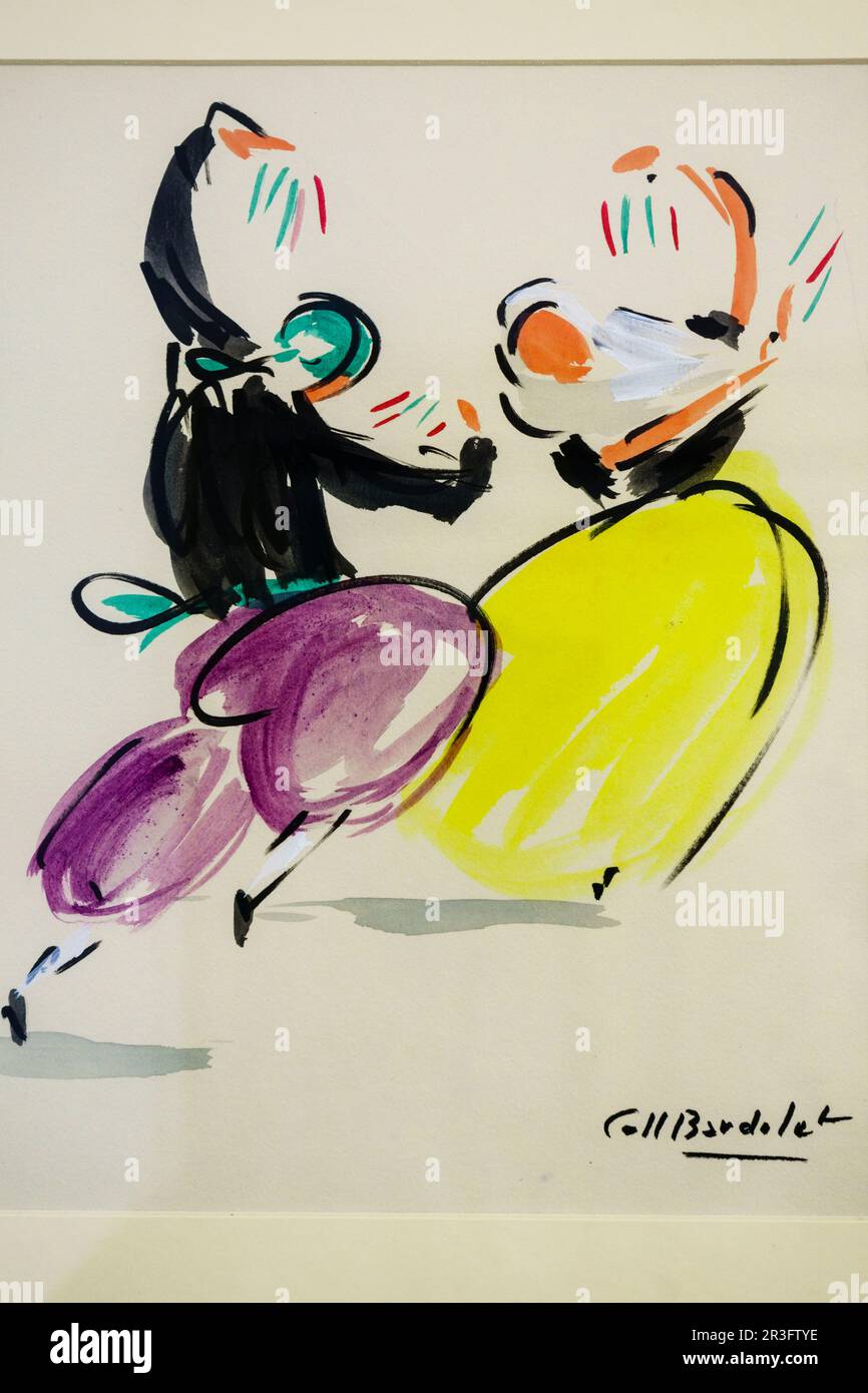 Ziel der Tänzer. (Apunt de balladors), 2001. Gouache auf dem Papier Josep Coll Bardolet (Campdevànol, Girona 1912 - Valldemossa, Illes Balears 2007). Stockfoto