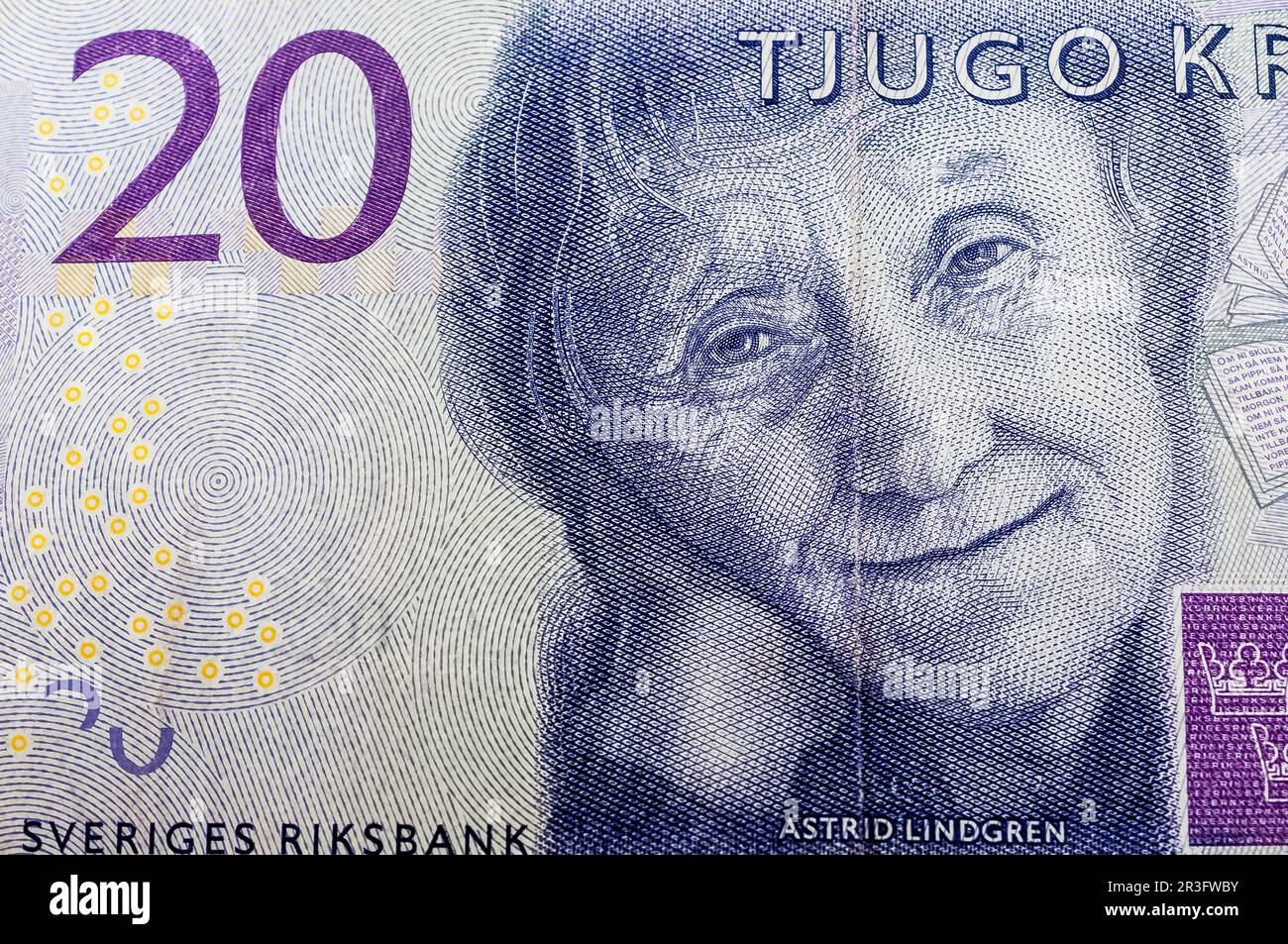 20 schwedische Kronen - Astrid Lindgren Stockfoto