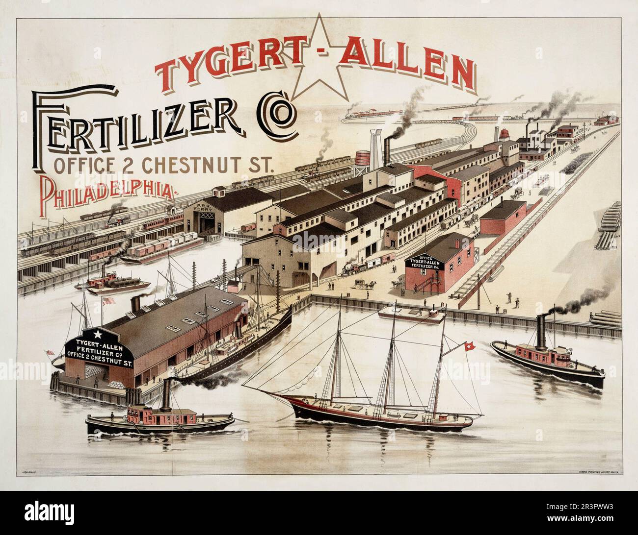 Vintage Print der Tygert-Allen Fertilizer Company aus Philadelphia, Philadelphia. Stockfoto