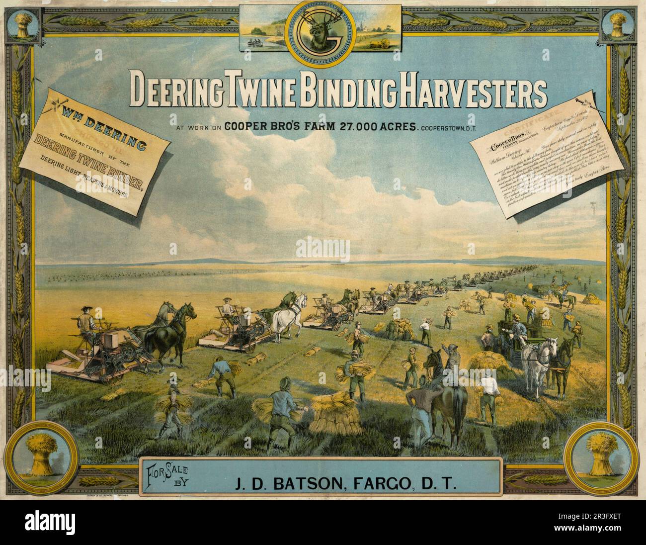 Vintage-Werbung für Erntemaschinen von Deering. Stockfoto