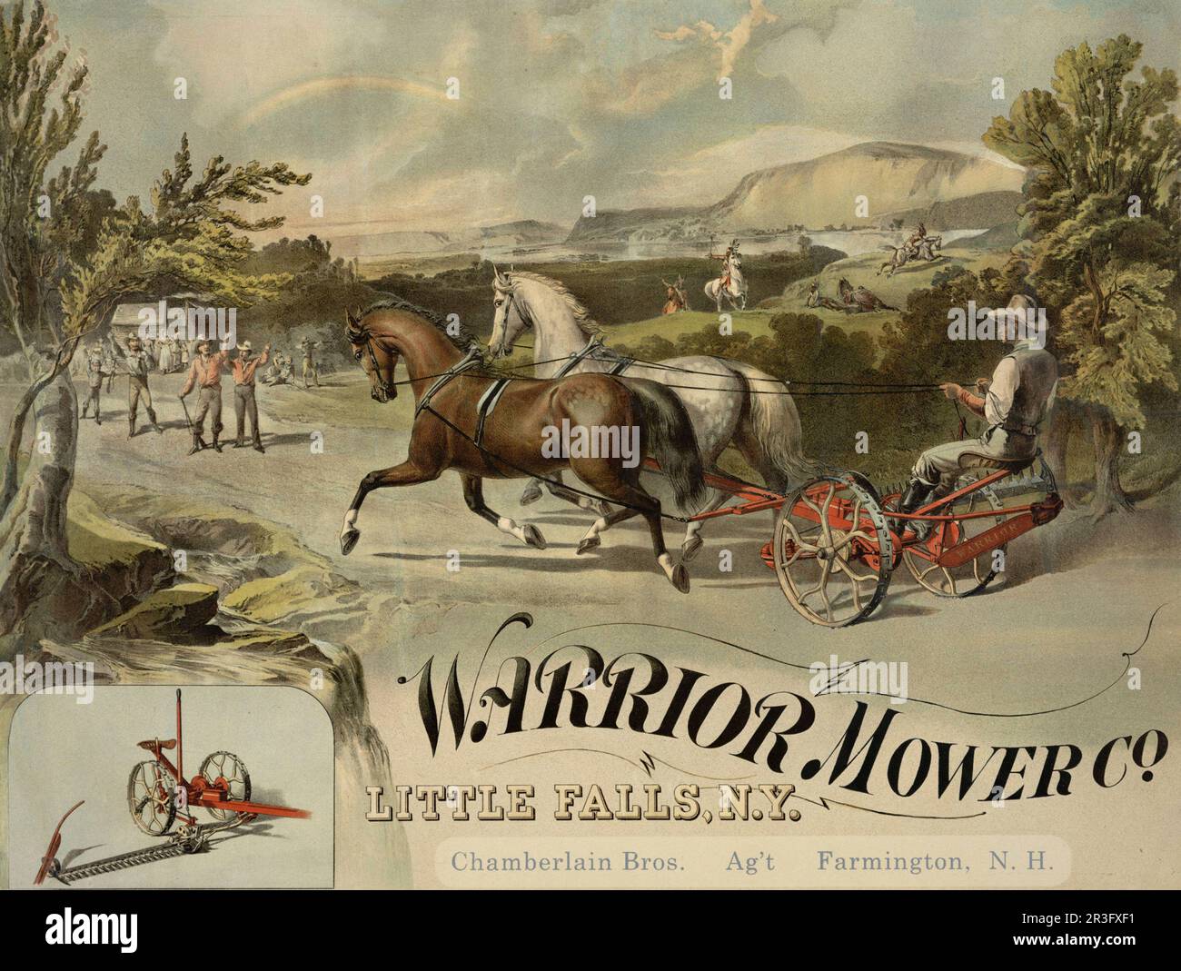 Vintage-Werbung für Warrior Mower Company, Little Falls, N.Y. Stockfoto