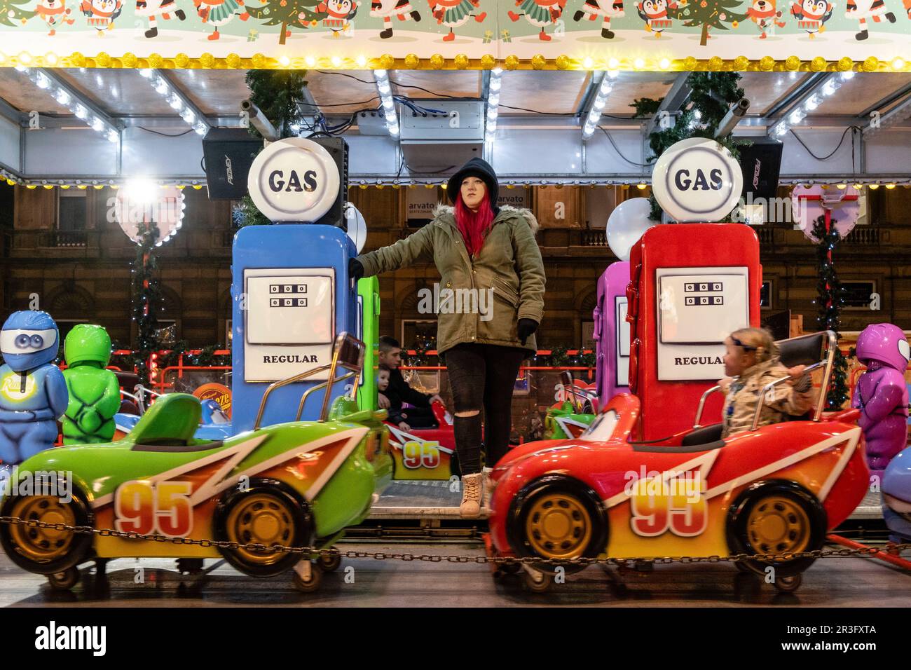 Mercado de Navidad de George Square, Glasgow, lowands, Reino Unido. Stockfoto