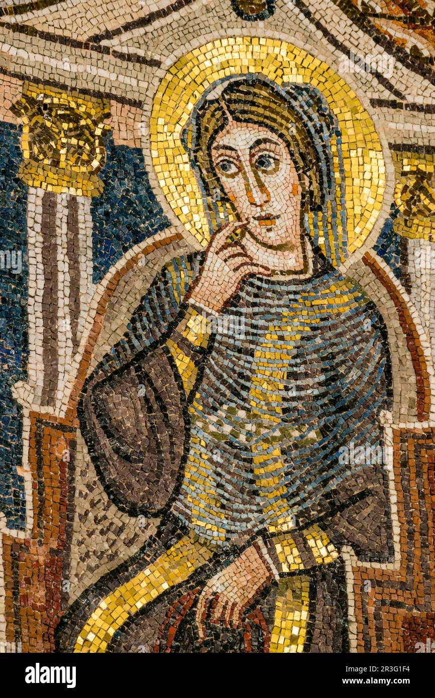 mosaico, Basílica de Santa Eufrasia, siglo VI (Declarada Patrimonio de la Humanidad por la UNESCO), Porec, - Parenzo-, Halbinsel Istrien, Croacia, europa. Stockfoto
