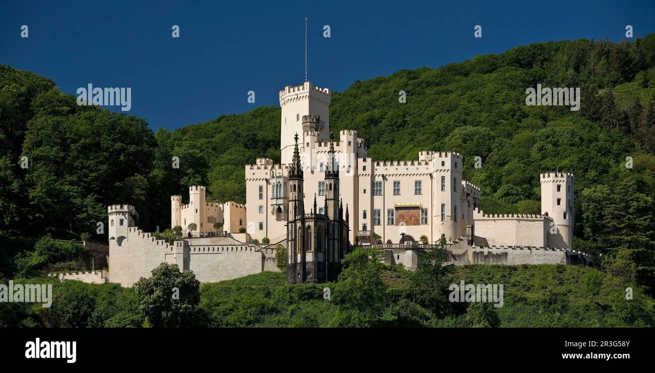 Schloss Stolzenfels, UNESCO-Weltkulturerbe, Oberes Mittelrheintal, Koblenz, Deutschland, Europa Stockfoto