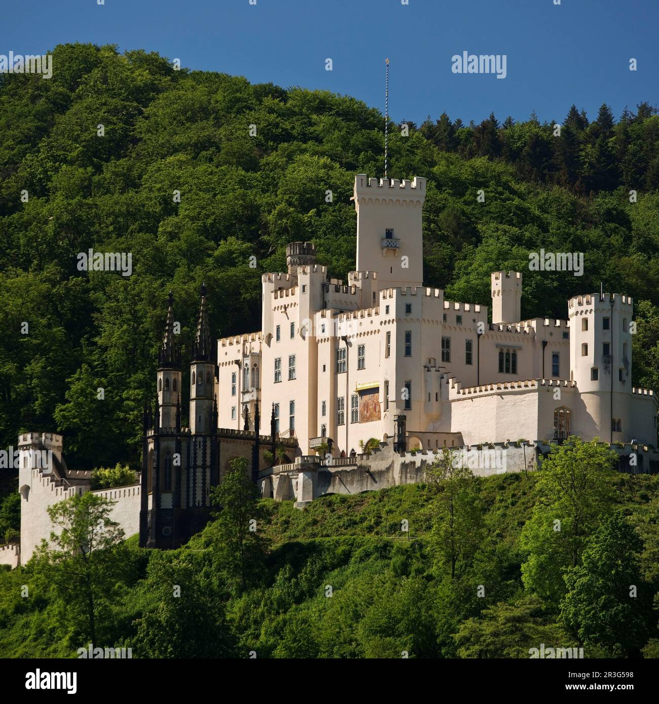 Schloss Stolzenfels, UNESCO-Weltkulturerbe, Oberes Mittelrheintal, Koblenz, Deutschland, Europa Stockfoto