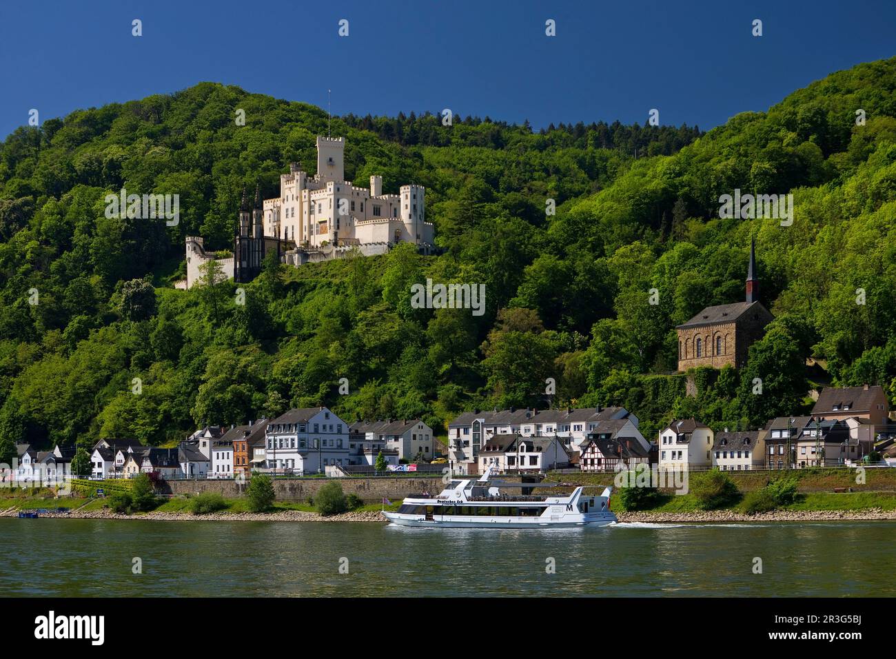 Schloss Stolzenfels, UNESCO-Weltkulturerbe, Oberes Mittelrheintal, Koblenz, Deutschland, Europa Stockfoto